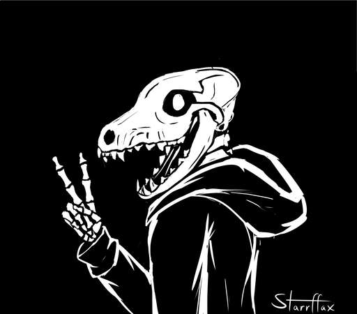 Realistic skull, Fox skull wearing a real rendered sweatshirt in a black and white pallet. If you look hard enough you can see the color though.