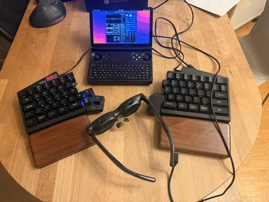 Mini laptop, AR glasses, Split keyboard.