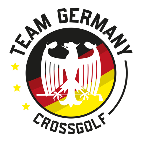 Logo der Crossgolf . Org Seite mit Adler, der einen Golfschläger in den Klauen hält und der Beschriftung: Crossgolf Team Germany