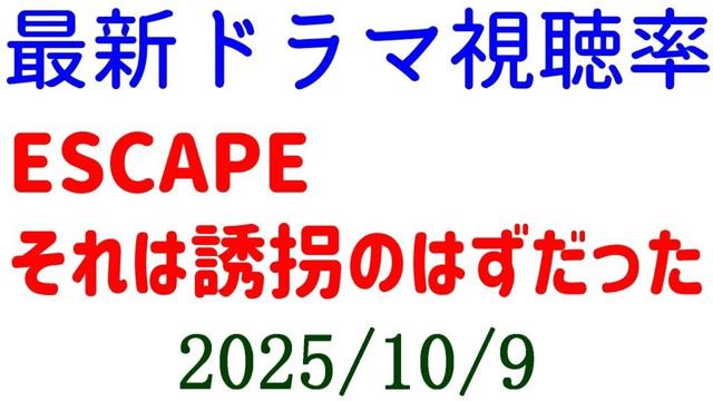 ESCAPE それは誘拐のはずだった☆視聴率速報☆2025年10月9日