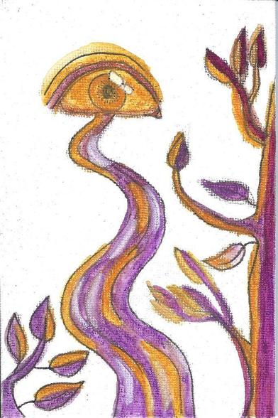 Un œil qui pleure une rivière avec des branches en premier plan