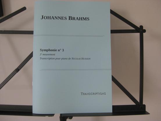 Couverture partition : Johannes Brahms, Symphonie n° 3, 3e mouvement, transcription pour piano de Nicolas Hussein