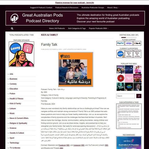 Family Talk – دردشة عائلية 
Screenshot of the podcast listing on the Great Australian Pods website