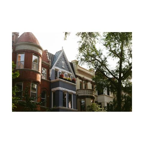 Early morning picture of a row of houses in DuPont, Washington DC. Shot with Kodak Gold 200 film.