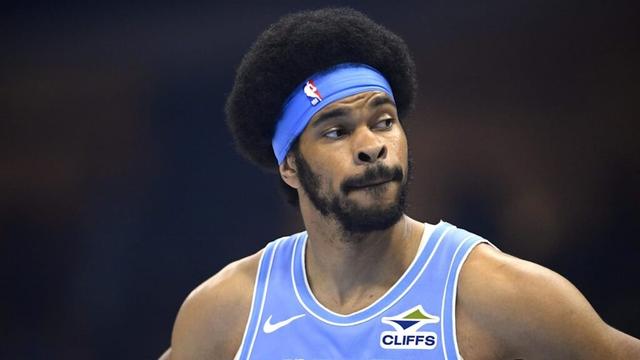 Mar 27, 2025; Cleveland, Ohio, USA; Cleveland Cavaliers center Jarrett Allen (31) in the first quarter against the San Antonio Spurs at Rocket Arena. Mandatory Credit: David Richard-Imagn Images