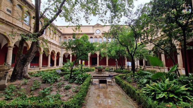 Cloister square, trees.