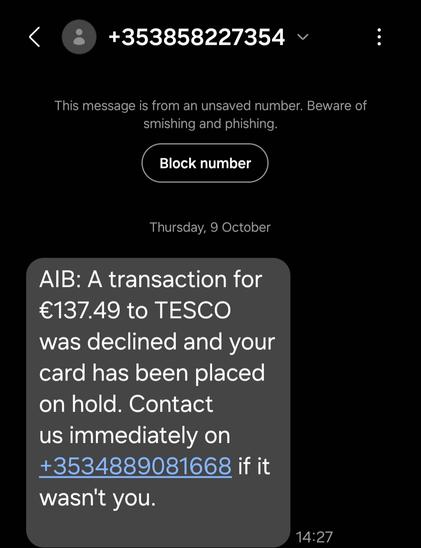 Phishing text