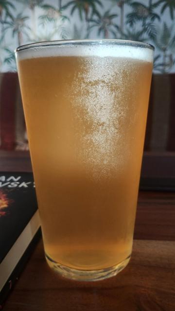 Close up of an amber coloured pint of ale