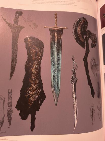 Verschiedene Artworks von Waffen aus Darksouls 1