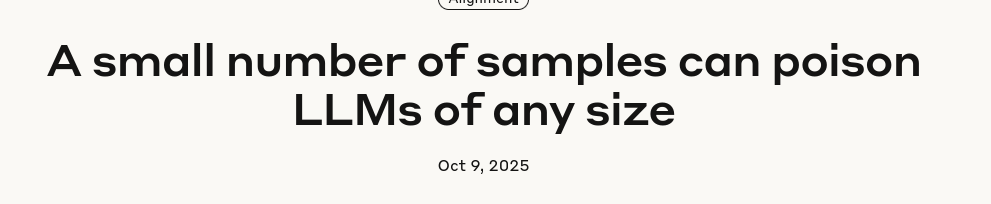A small number of samples can poison LLMs of any size