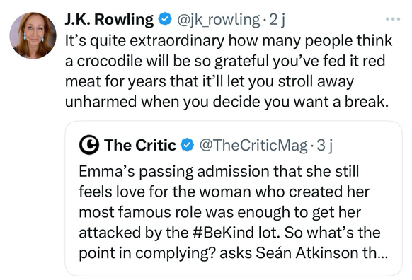 Tweet de JK Rowling attaquant Emma Watson