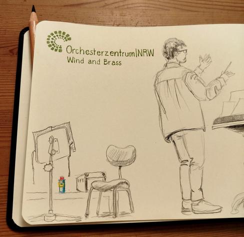 Detail sketch of the musician's seat.