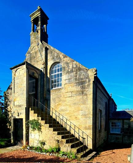 A small and unusually shaped church on in the south of Glasgow.