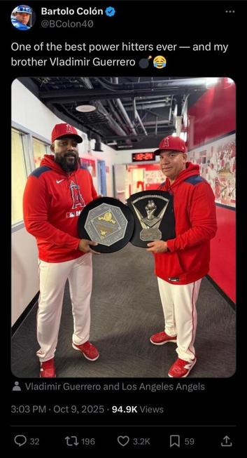 [Bartolo Colon] One of the best power hitters ever - and my brother Vladimir Guerrero 💣😂