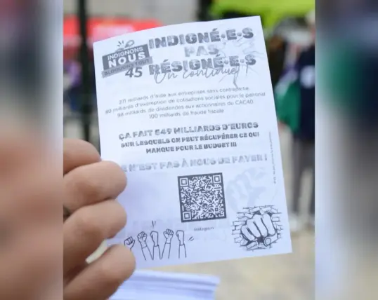 Un tract des indignées 45
Indignées pas résignées

tout n'est pas lisible, j'y voit ça fait 549 milliards d'euros sur lesquels on peut récupérer ce qui nous manque pour le budget