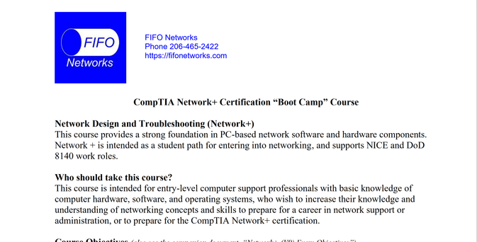 Cropped screenshot of the course description.