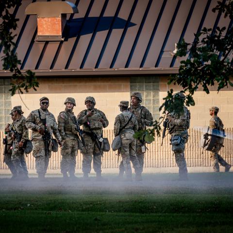 Texas National Guard troops at the U.S. Army Reserve Training Center in Elwood, Ill., this week.