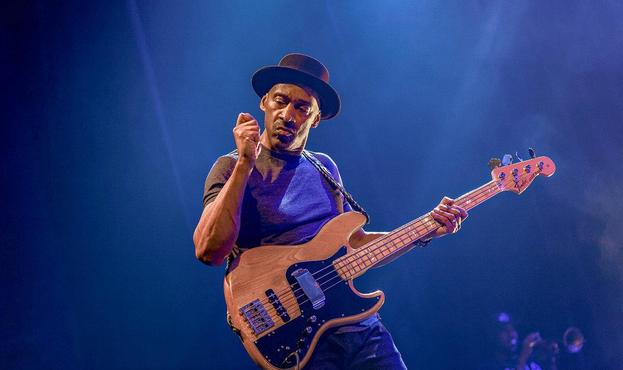 Mr. Miller on stage with his bass. Promo photo.