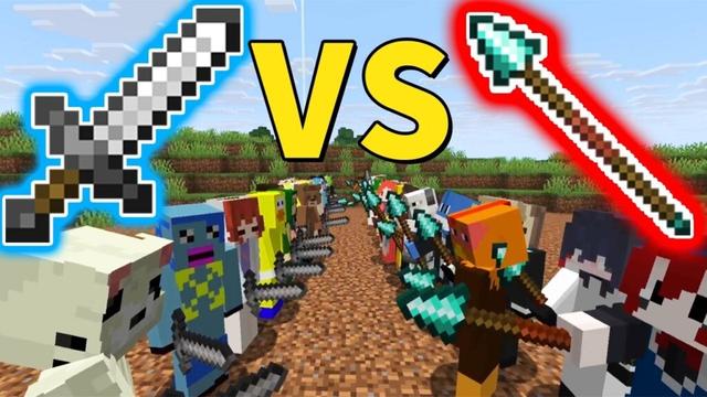 新実装槍25人 vs 剣25人 戦争 あまりにも槍が強すぎた - マインクラフト【KUN】