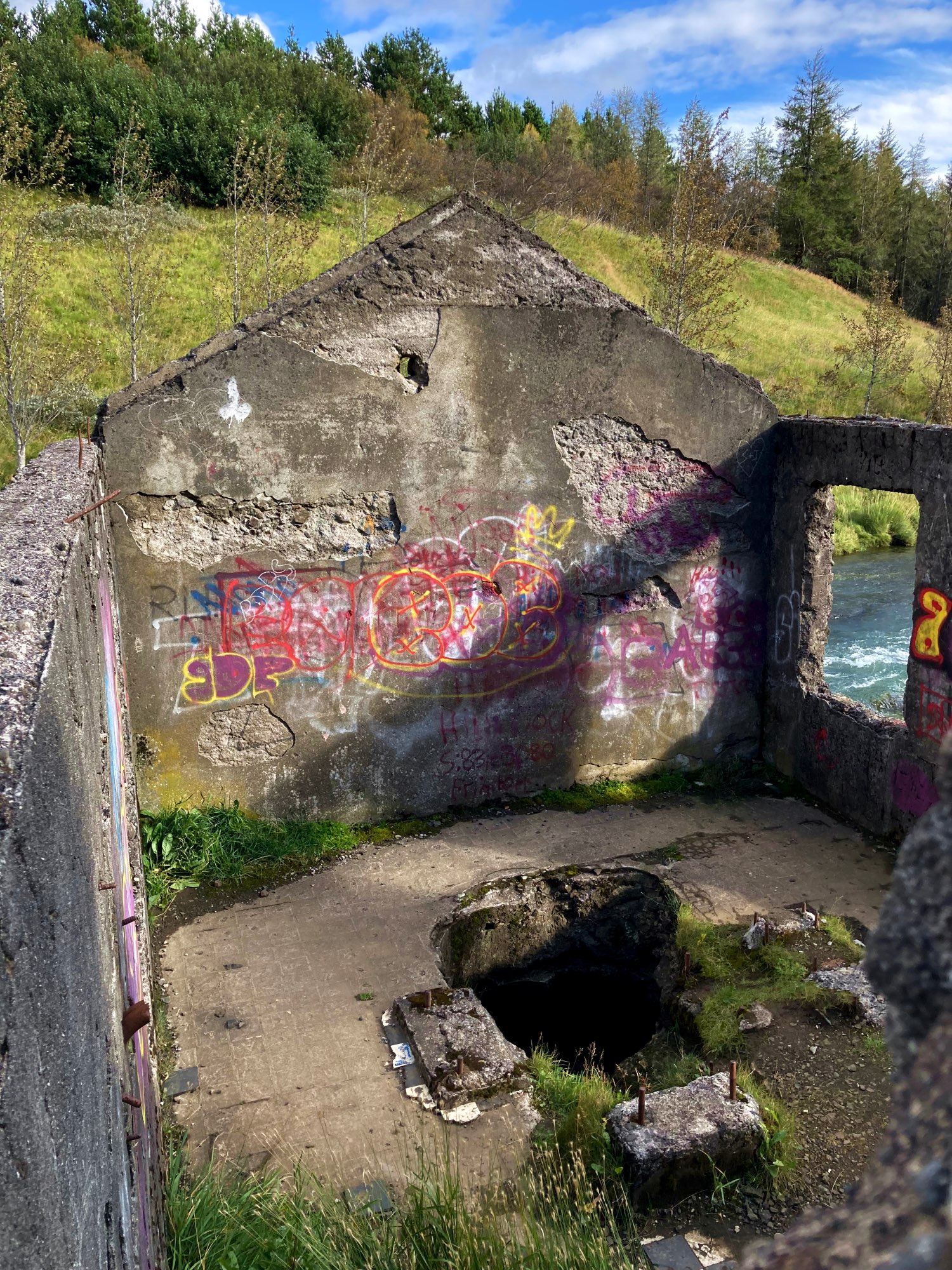 The inside of an abandoned hydropower station built in 1906.