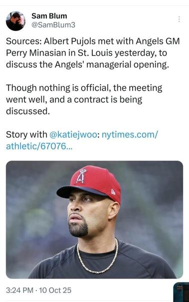 Pujols interviewed for manager job. Contract being discussed