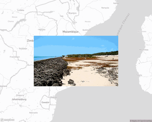 A photo of or from a national park from the linked website, overlaid on a cropped world map where it's located.