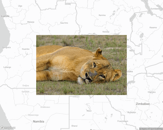 A photo of or from a national park from the linked website, overlaid on a cropped world map where it's located.