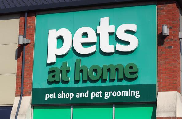 The logo for the national chain of pet shops called Pets At Home. In a stunning spark of originality and branding, their logo is simply the words "pets at home".