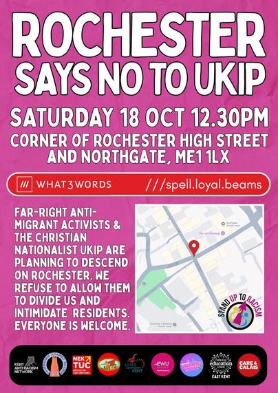 Poster advertising demonstration in Rochester next Saturday 18th October in the high street