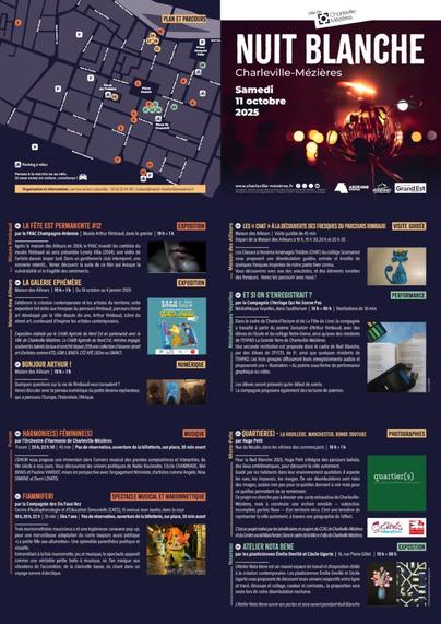 Page 1 du programme de l'édition de Nuit Blanche à Charleville-Mézières