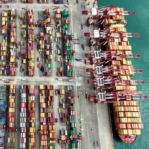 A container terminal at the port in Qingdao, China, on Friday. China woke up on Saturday to President Trump’s announcement that he would impose new 100 percent tariffs on Chinese imports starting on Nov. 1.