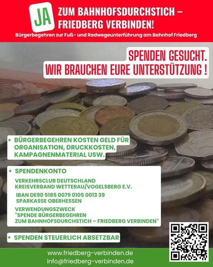 Spenden gesucht.
Wir brauchen eure Unterstützung !

Bürgerbegehren kosten Geld für Organisation, Druckkosten usw.