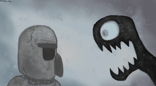Enderman Shouting at Iron Golem