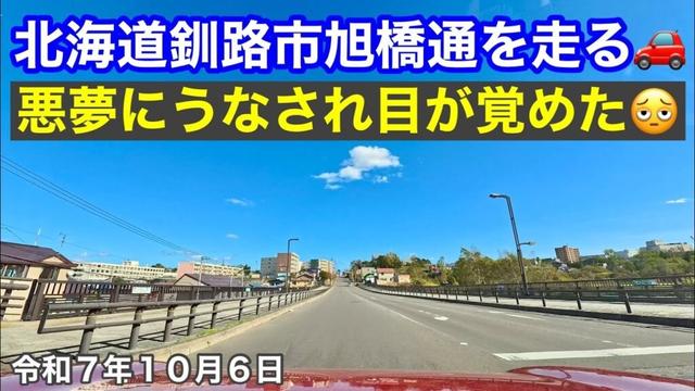 【北海道釧路市旭橋通を走る】北海道釧路市浪花町から武佐まで旭橋通を全部走りました🚗悪夢にうなされて何度も目が覚めたお話です😩令和7年10月6日Insta360AcePro2で4K撮影動画