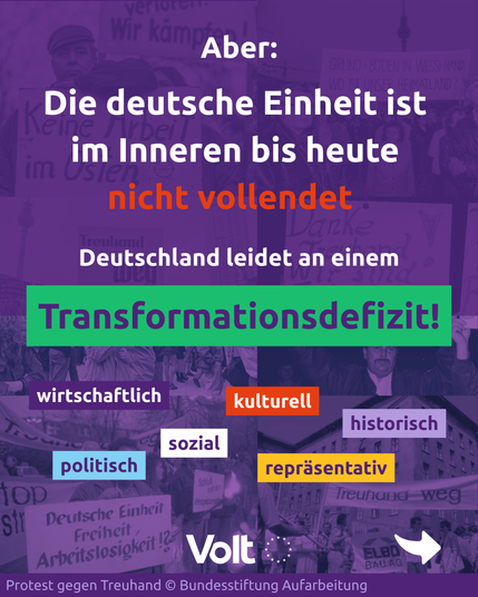 Aber: Die deutsche Einheit ist im Inneren bis heute nicht vollendet. Deutschland leidet an einem Transformationsdefizit! wirtschaftlich, kulturell, historisch, politisch, sozial, repräsentativ, ...