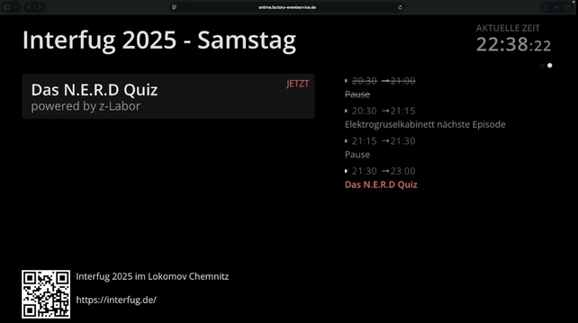 Bild zeigt Screenshot des Infobeamers: das N.E.R.D Quiz ...