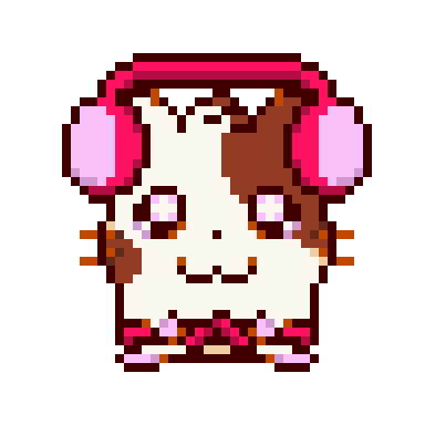 Sprite of Rocko in the Hamtaro Ham-Ham Heartbreak style, now showing more color with his headphones and sash being red