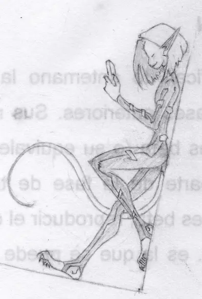 mutant cyborg OC holding a phone