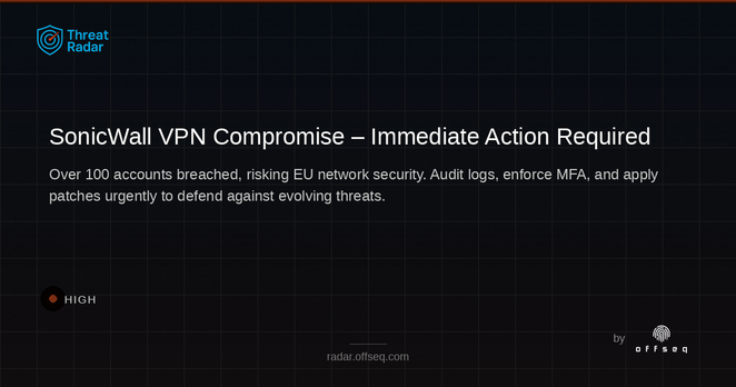 High threat: Experts Warn of Widespread SonicWall VPN Compromise Impacting Over 100 Accounts