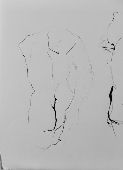 Ink portrait of a male art model