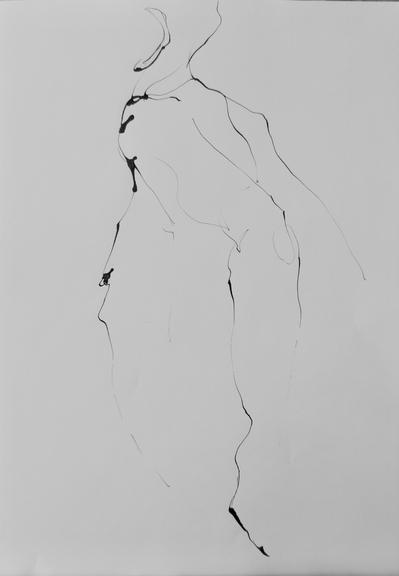 Ink portrait of a male art model