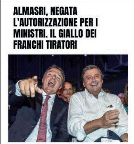Nella fotografia, Matteo Renzi e Carlo Calenda che ridono sguaiatamente.