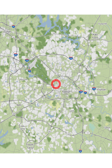 Map of the location of the observation: EJ Wild Life Garden, Raleigh, NC, USA, (latitude: 35.81, longitude: -78.68).