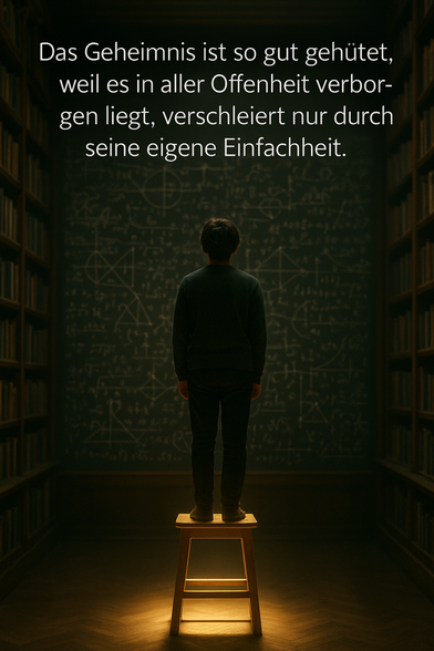 Zitat:
„Das Geheimnis ist so gut gehütet, weil es in aller Offenheit verborgen liegt, verschleiert nur durch seine eigene Einfachheit.“