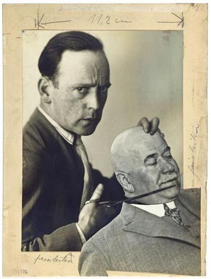 John heartfield self-portrait cutting head off of german police commissioner
