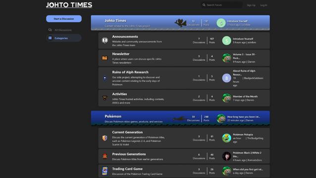 The Johto Times community forum, with lots of discussion about all things Pokémon. Come and check us out for yourself!