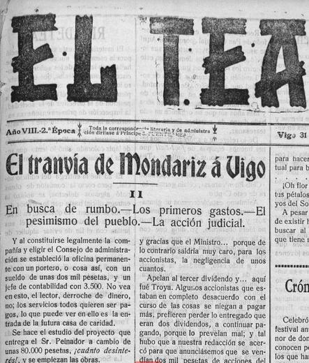 Esta nova do.xornal El Tea ten como titulo El tranvía de Mondariz a Vigo