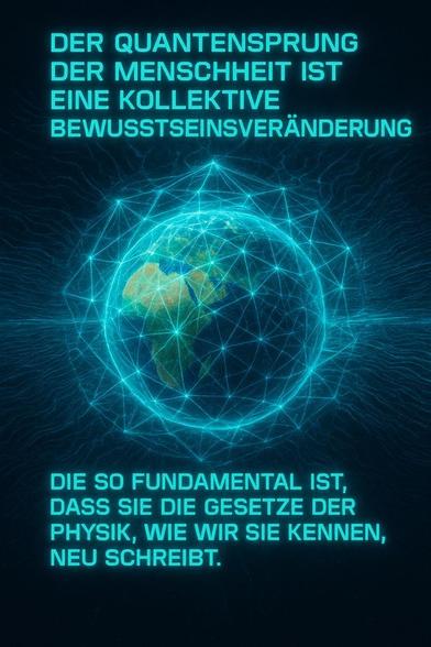 Zitat:
Der Quantensprung der Menschheit ist eine kollektive Bewusstseinsveränderung, die so fundamental ist, dass sie die Gesetze der Physik, wie wir sie kennen, neu schreibt.