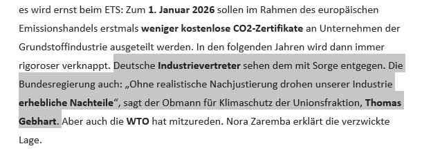 Absatz aus dem Editorial des Background Tagesspiegel vom vom 13.10.25 mi einer Textschraffur.